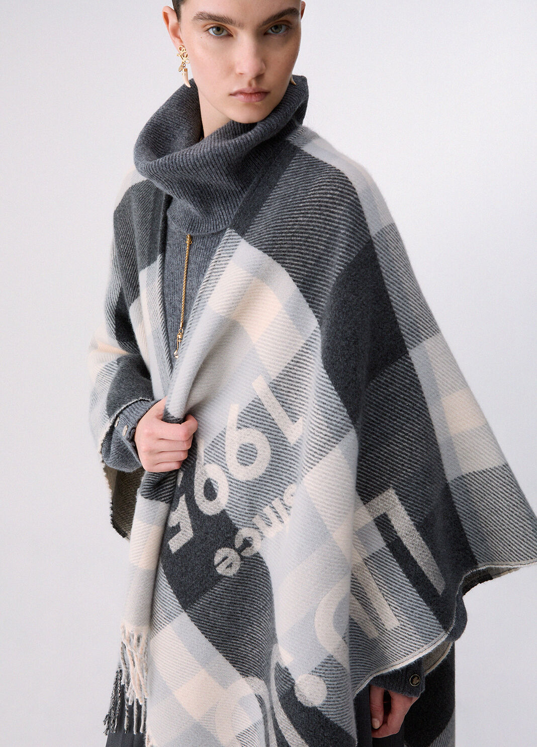Poncho kariert Jacquard Anthrazit Liu Jo - large image number 4