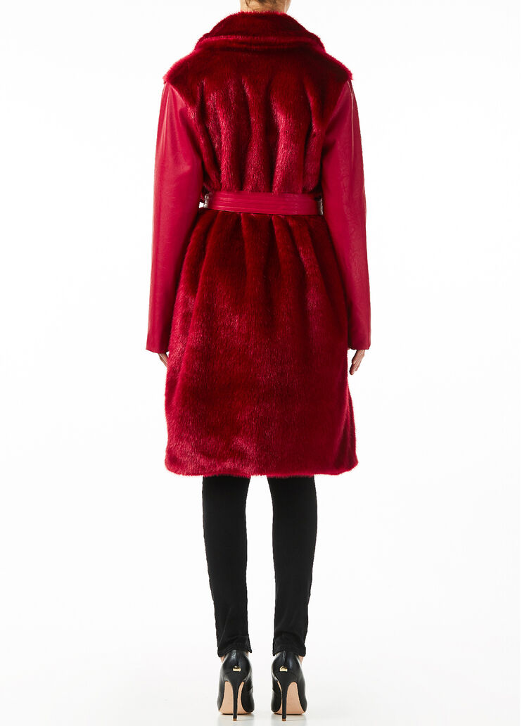 Faux fur winter coat Amaranth red Liu Jo - large image number 1 Faux fur winter coat Amaranth red Liu Jo - large image number 1