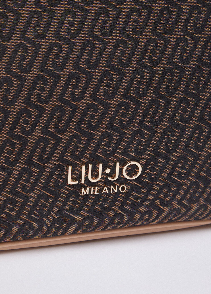 Jacquard fabric tote bag dark brown Liu Jo - medium