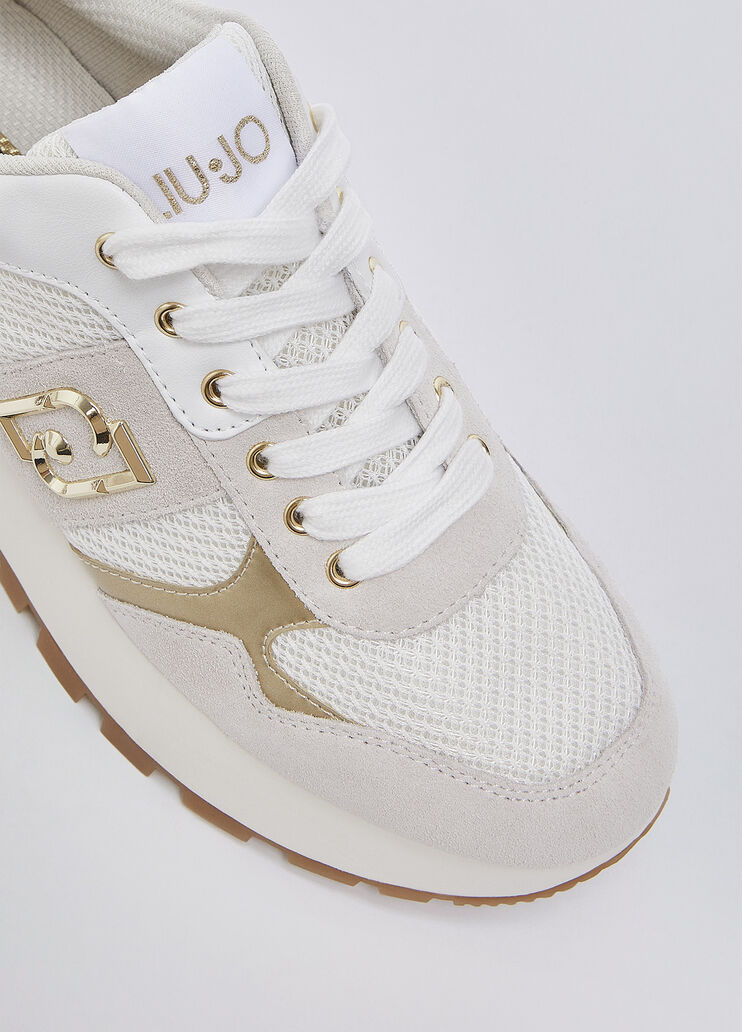 Sneakers &agrave; plateforme en daim et maille filet blanc Liu Jo - medium