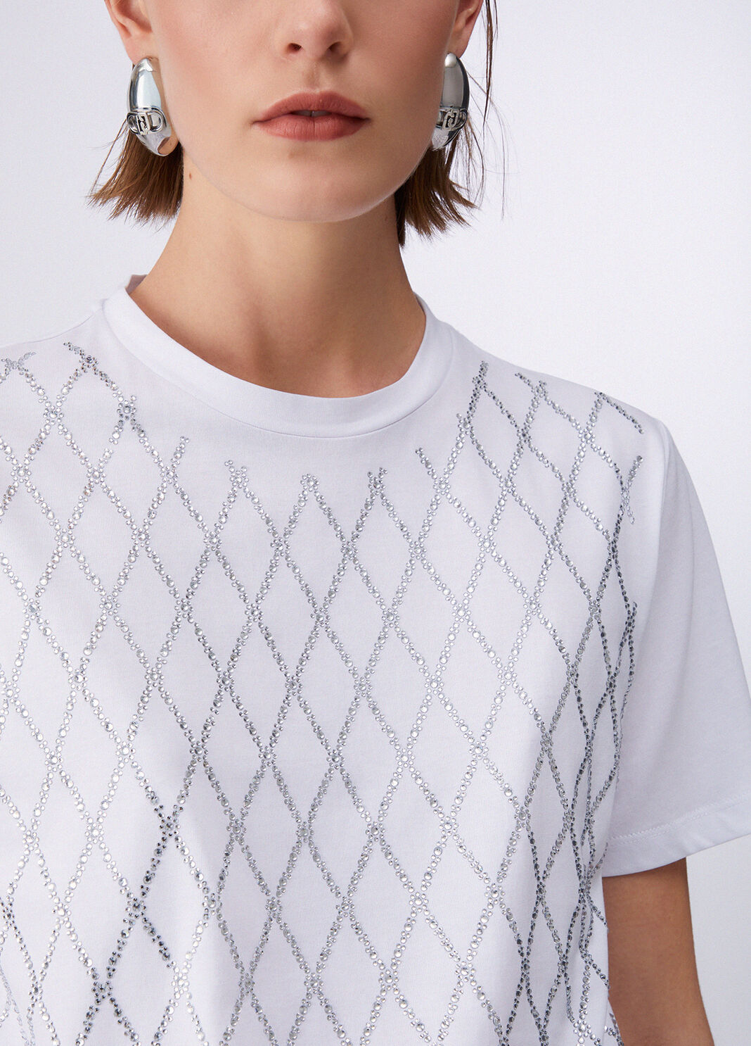 T-Shirt mit eingefassten Schmucksteinen Wei&szlig; Liu Jo - large image number 4