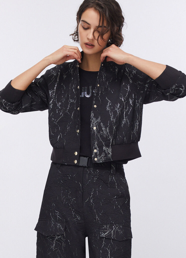 Bomberjacke in Wrinkle-Optik schwarz Liu Jo - medium