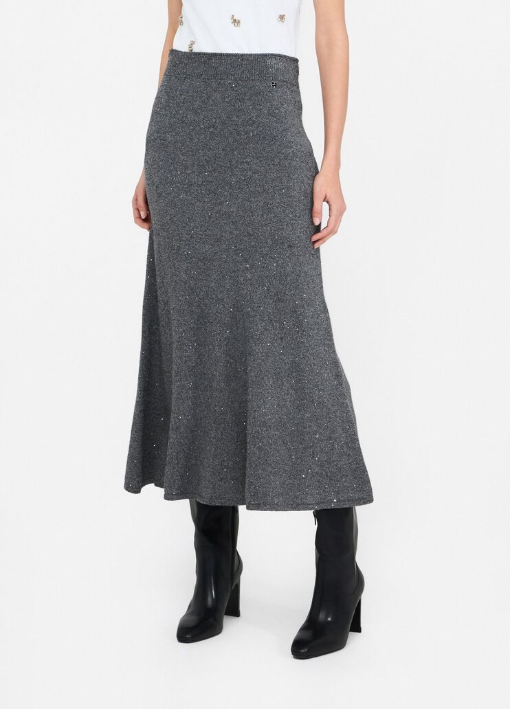 Knit midi skirt with sequins grey Liu Jo - large image number 0