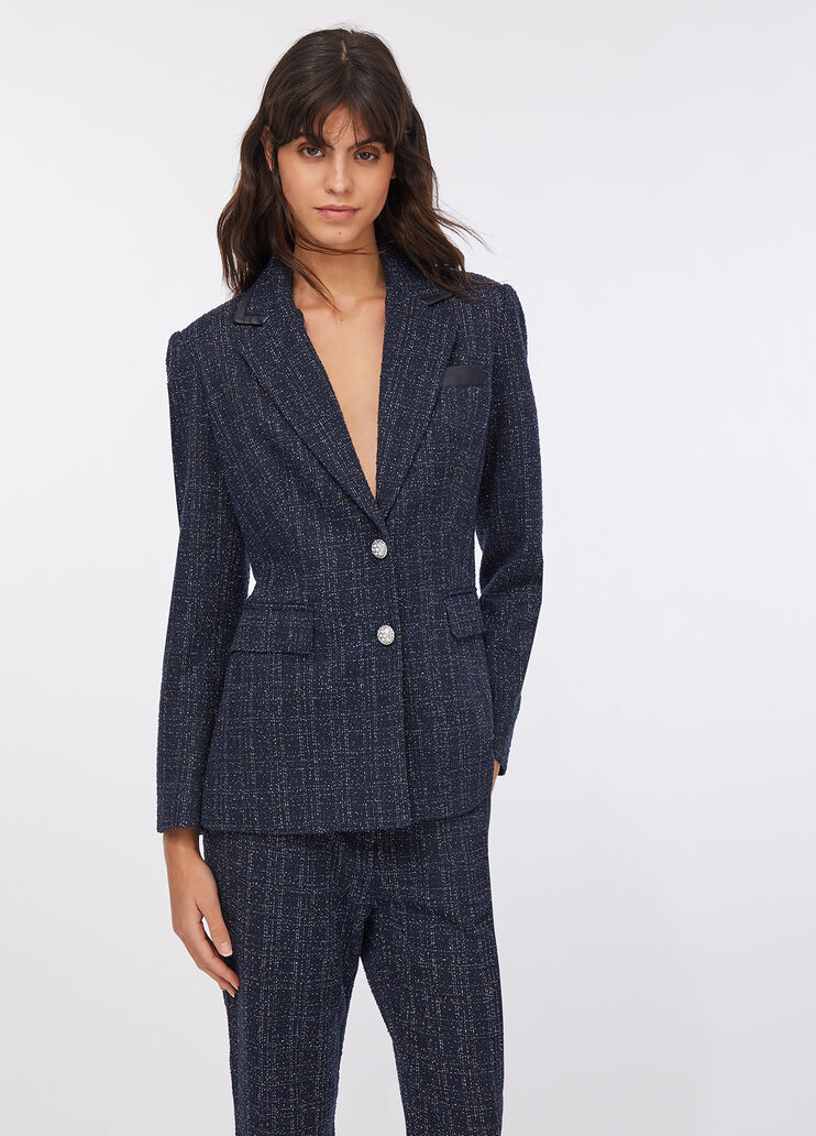 Veste élégante en bouclé bleu foncé Liu Jo - large image number 0