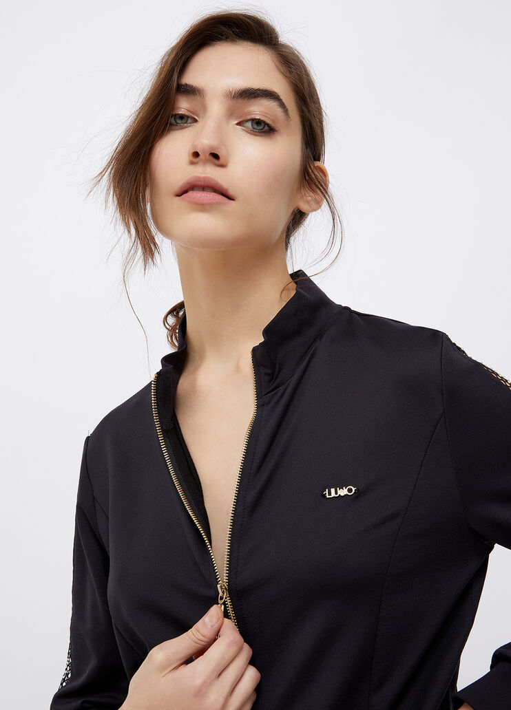 Sweatshirt with zip and mesh inserts black Liu Jo - large image number 2