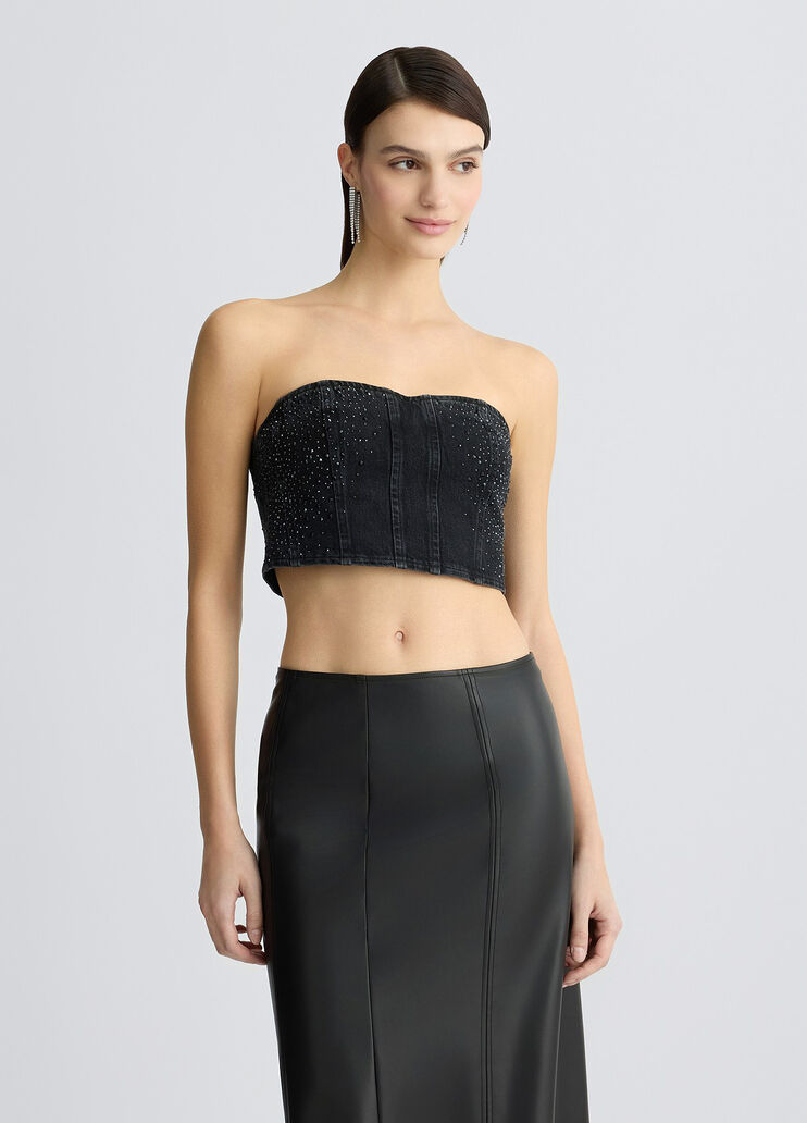 Denim top with rhinestones black denim Liu Jo - medium Denim top with rhinestones black denim Liu Jo - medium