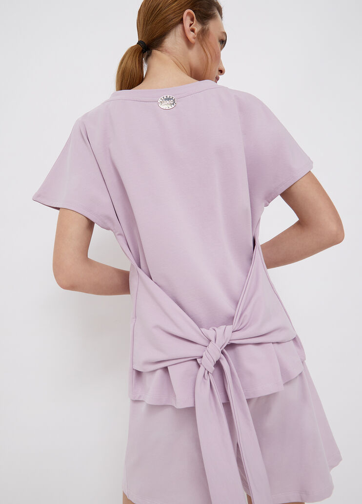 Plush T-shirt with bow lilac Liu Jo - large image number 1