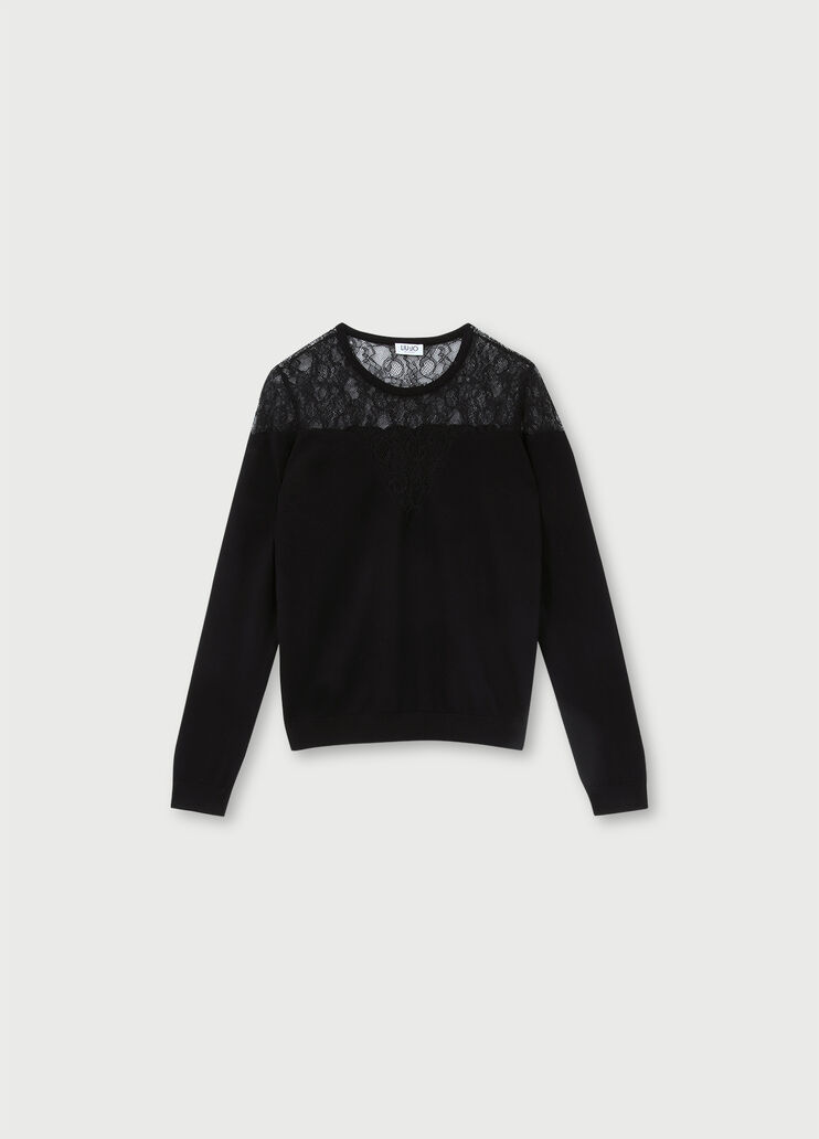 Jumper with lace insert Black Liu Jo - large image number 4