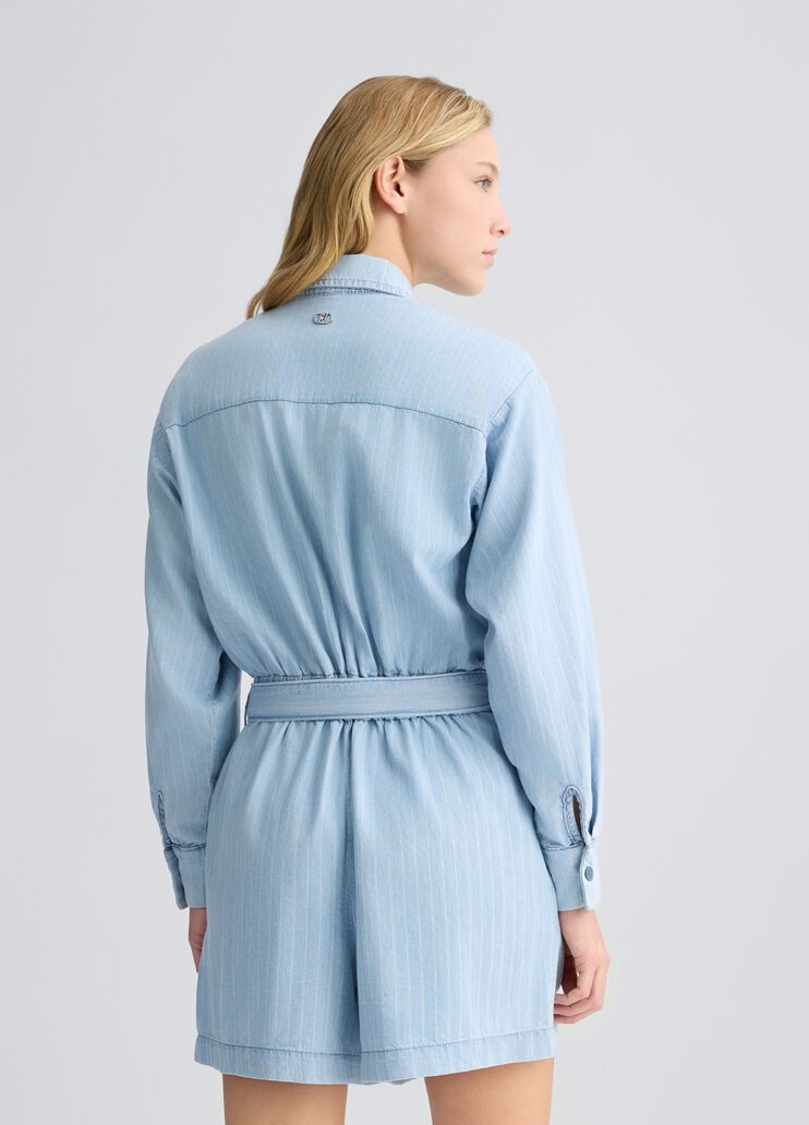 Pinstripe denim playsuit light blue denim Liu Jo - large image number 1 Pinstripe denim playsuit light blue denim Liu Jo - large image number 1