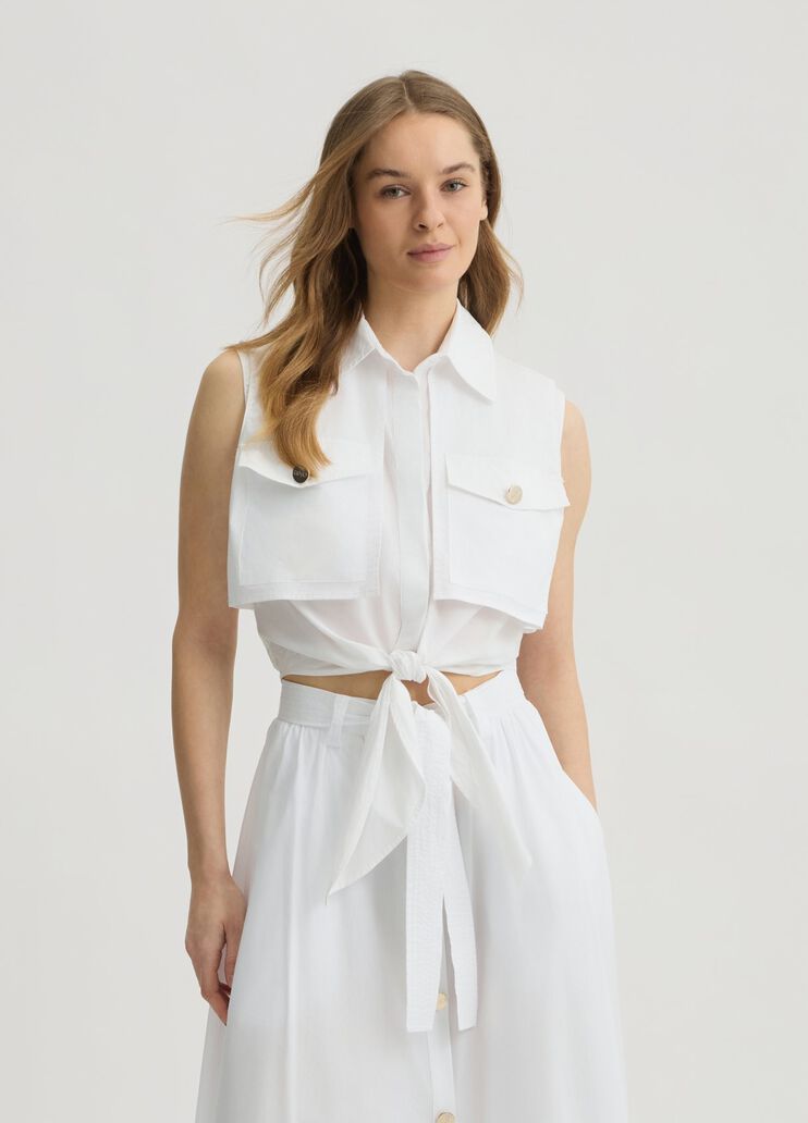Cropped white shirt with knot white Liu Jo - medium Cropped white shirt with knot white Liu Jo - medium