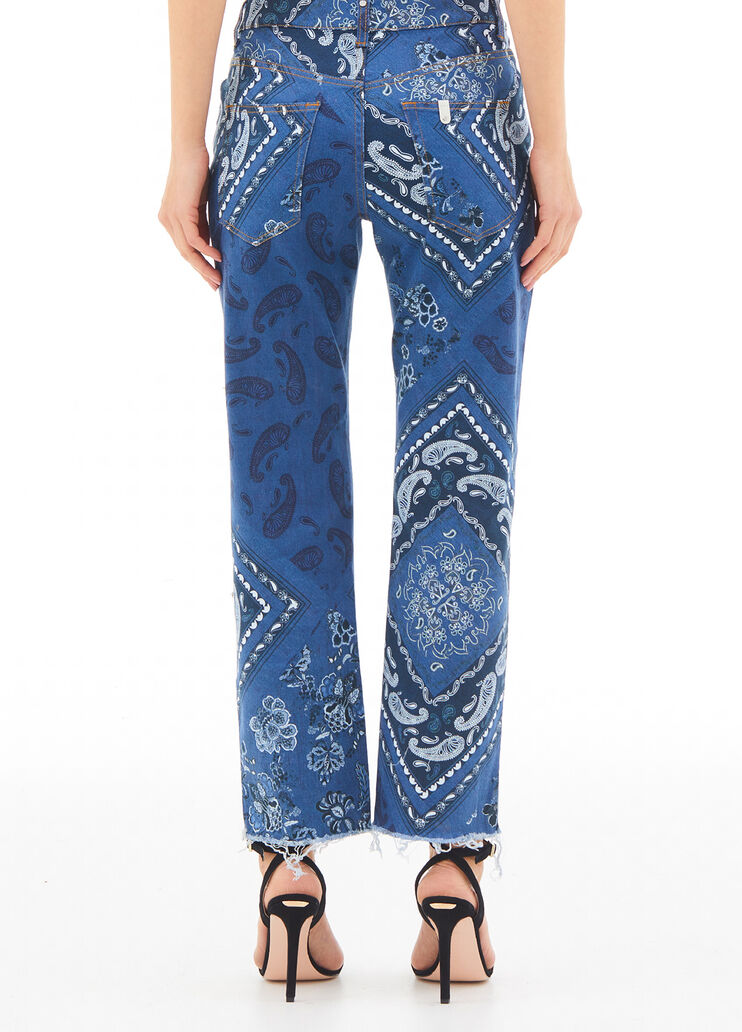 Straight jeans with all-over print blue denim Liu Jo - large image number 1 Straight jeans with all-over print blue denim Liu Jo - large image number 1