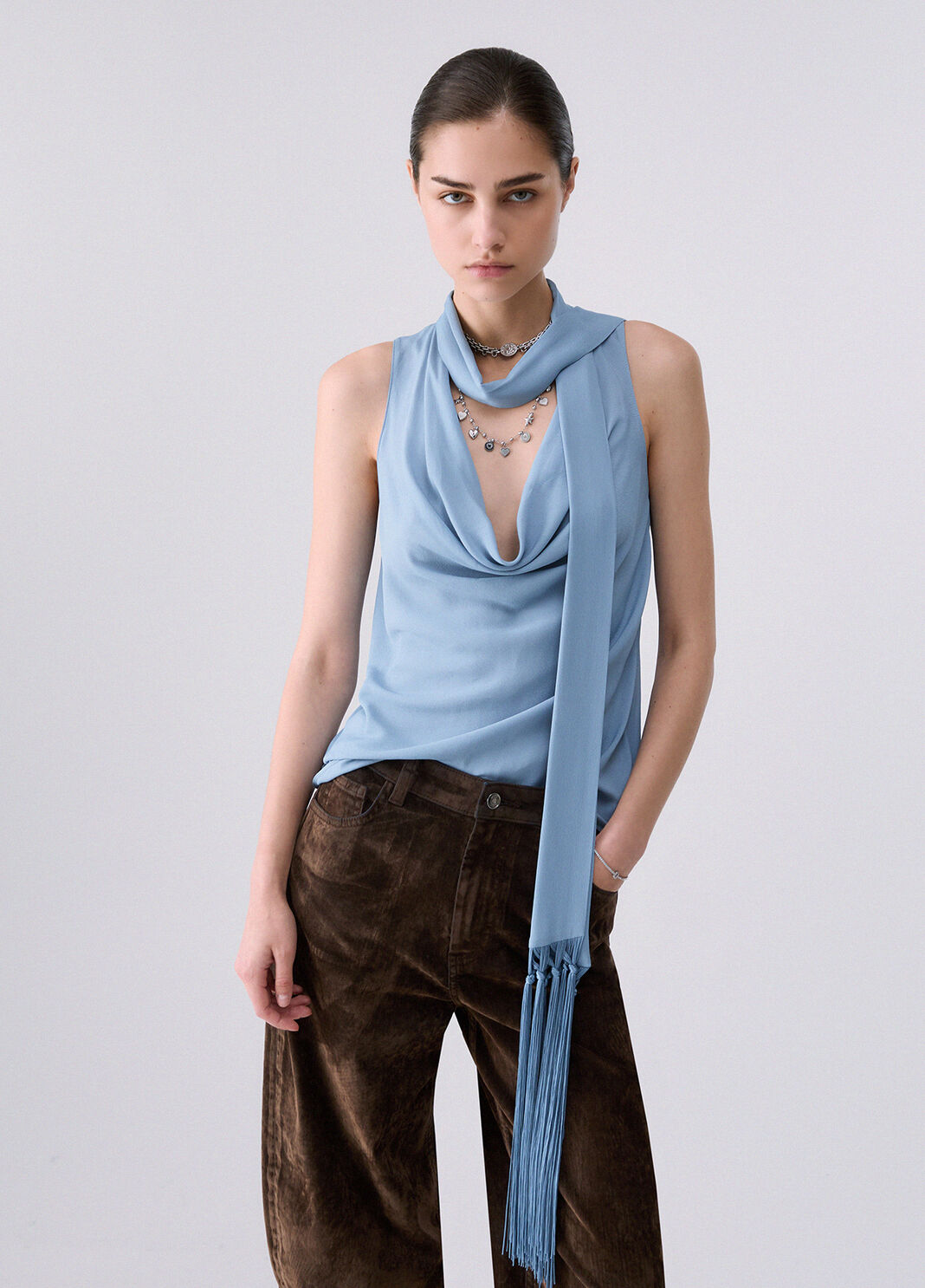 Top with Scarf light blue Liu Jo - large image number 0