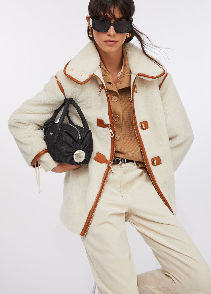 Chaqueta de tejido de peluche beige claro Liu Jo - medium