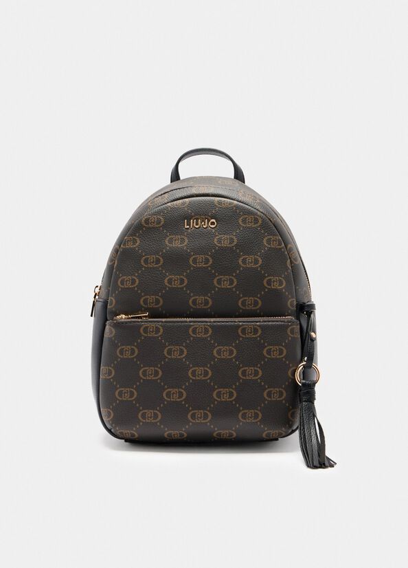 Medium backpack with logo black Liu Jo - large image number 1