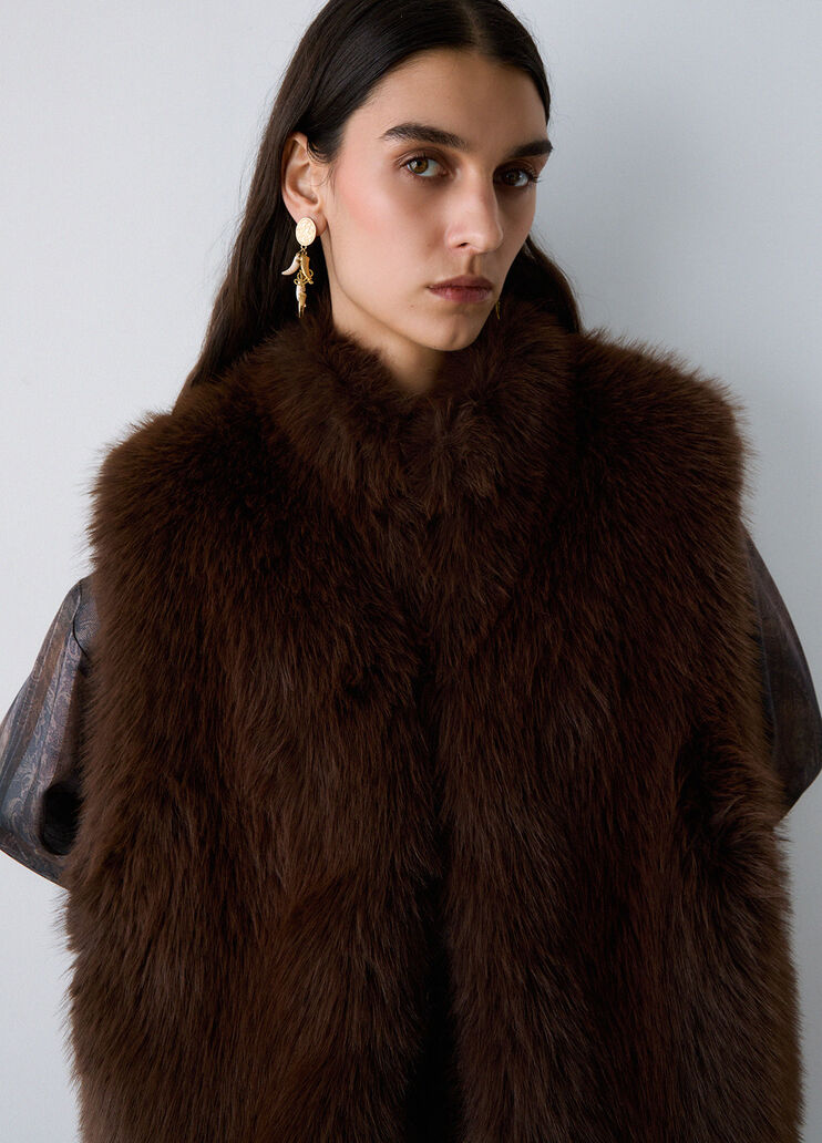 Faux Fur Vest with Belt dark brown Liu Jo - medium