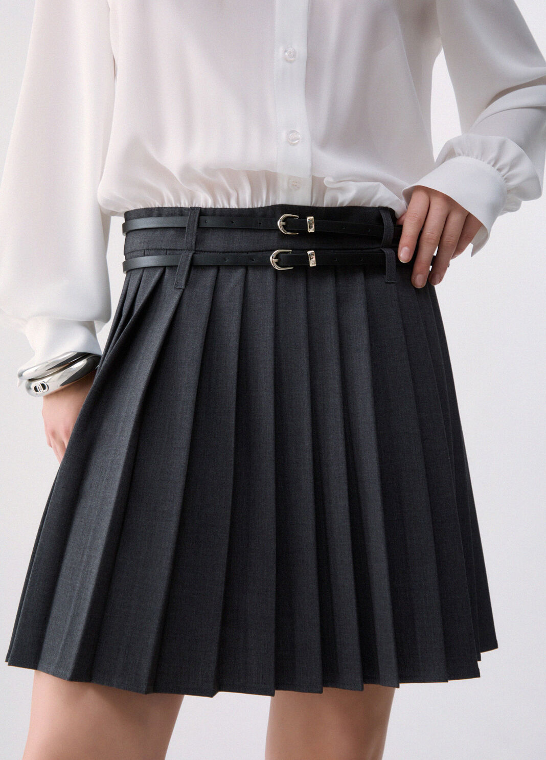 Short dress with flannel skirt dark grey Liu Jo - large image number 4