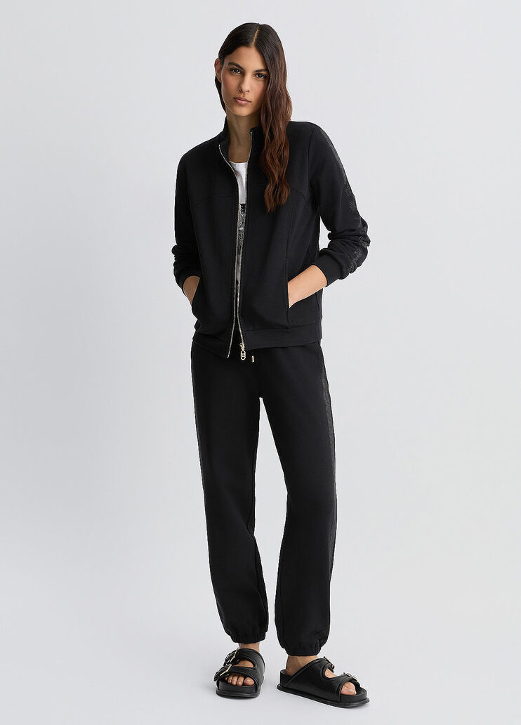 Cotton sweatshirt with rhinestones black Liu Jo - large image number 5 Cotton sweatshirt with rhinestones black Liu Jo - large image number 5