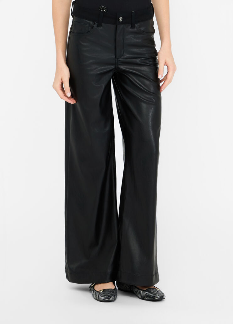 Coated fabric flared trousers black Liu Jo - medium Coated fabric flared trousers black Liu Jo - medium