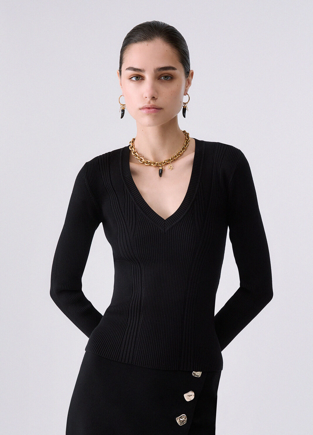 V-neck jumper black Liu Jo - large image number 0