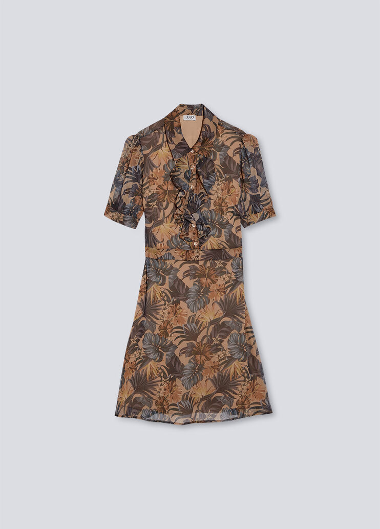Printed short dress spring foliage Liu Jo - large image number 4 Printed short dress spring foliage Liu Jo - large image number 4