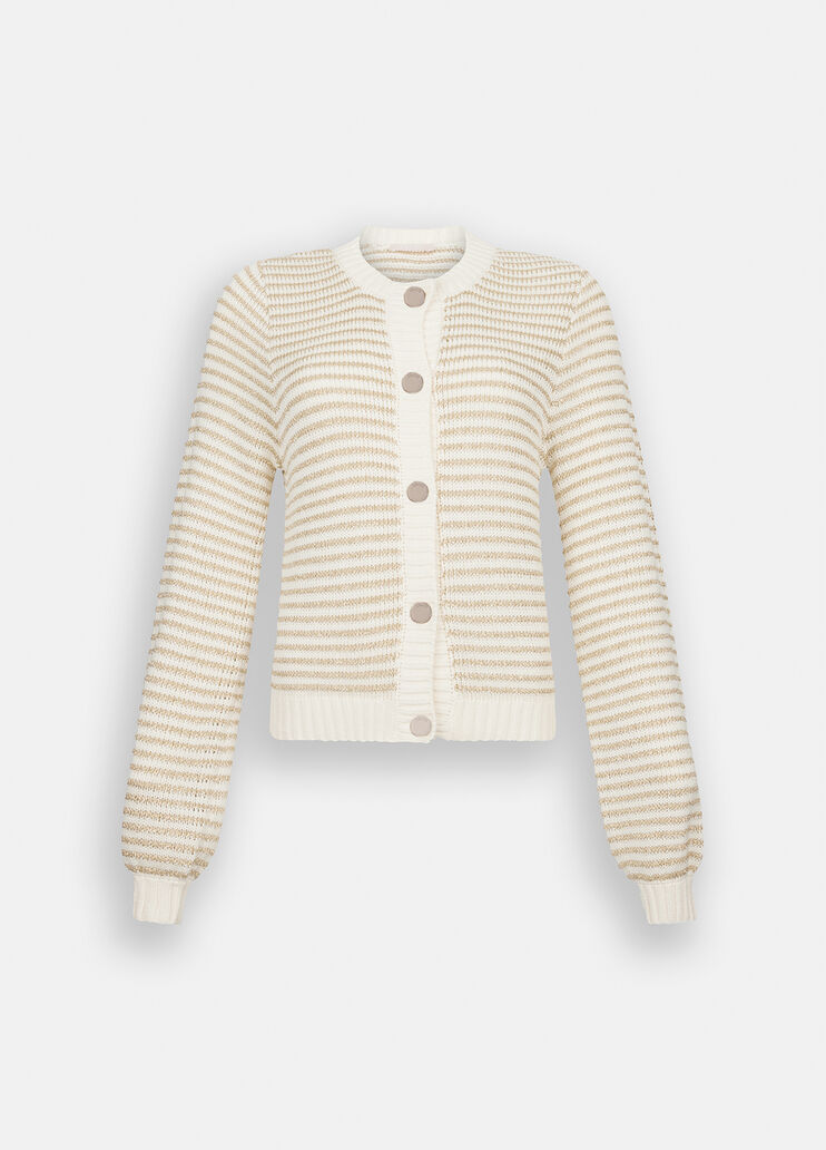 Striped lurex® cardigan white wool Liu Jo - large image number 6