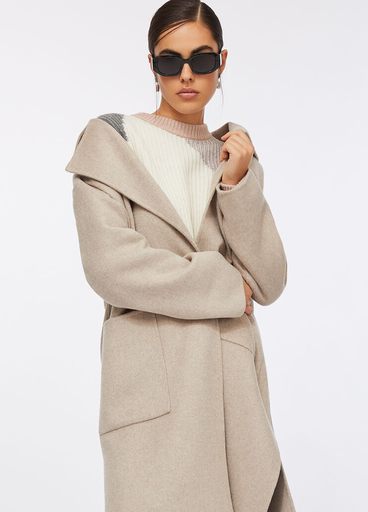 Wollmantel mit Gürtel Beige Liu Jo - medium