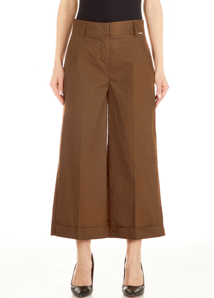 Cropped poplin trousers brown Liu Jo - large image number 0 Cropped poplin trousers brown Liu Jo - large image number 0
