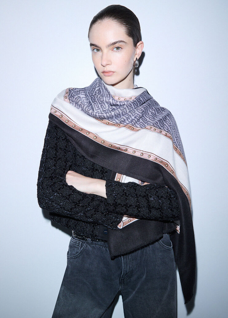 Stole with monogram logo black Liu Jo - medium