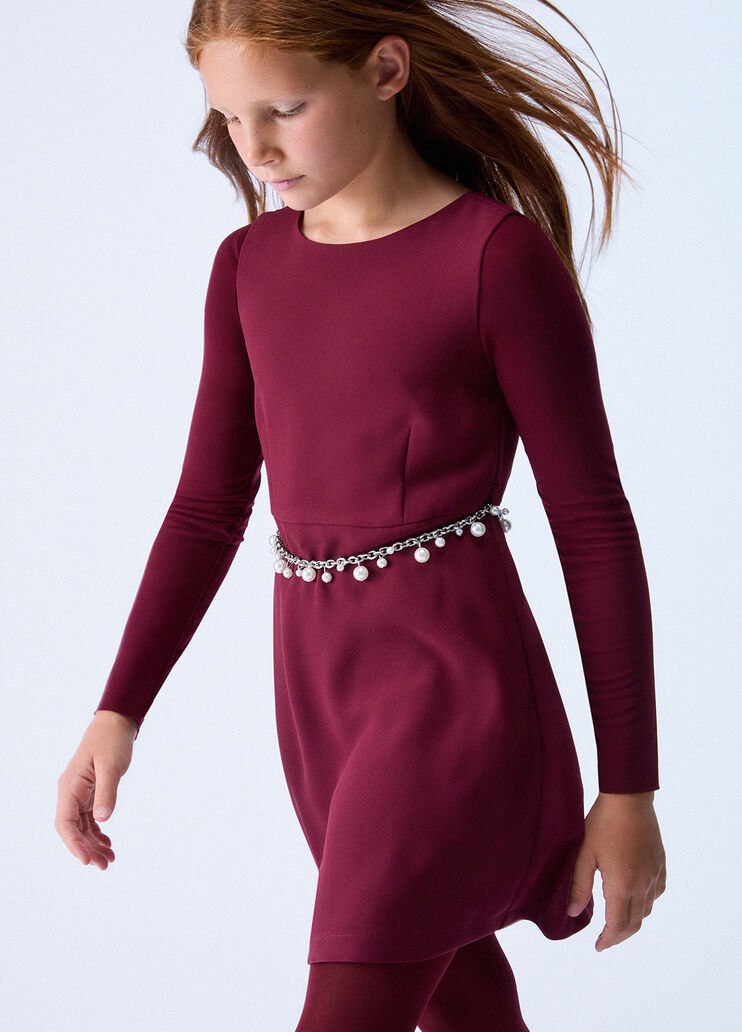Kurzes Kleid aus Envers-Satin Dunkelrot Liu Jo - medium