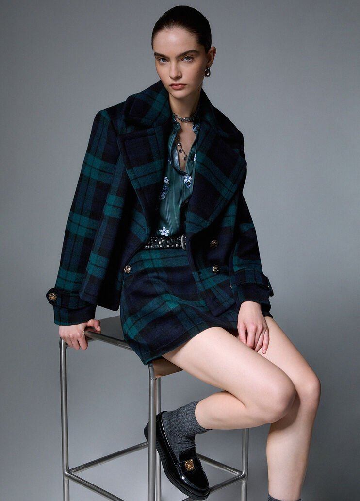 Tartan Wool Miniskirt blue tartan Liu Jo - medium
