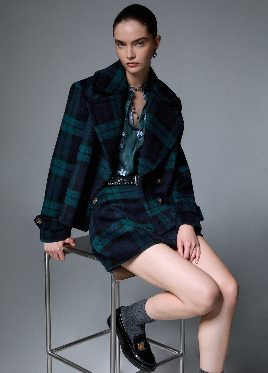 Tartan Wool Miniskirt blue tartan Liu Jo - large image number 3
