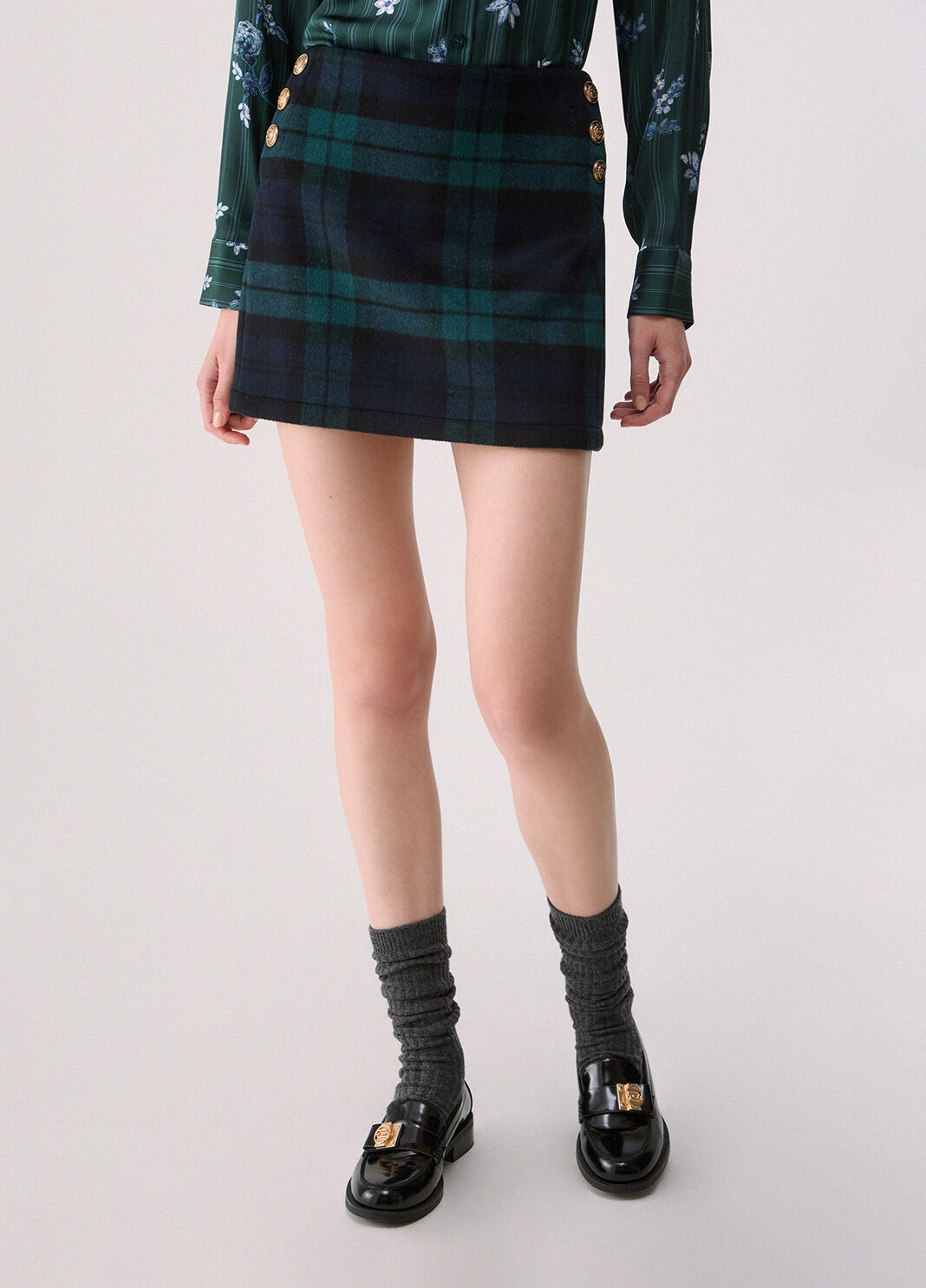 Tartan Wool Miniskirt blue tartan Liu Jo - large image number 0