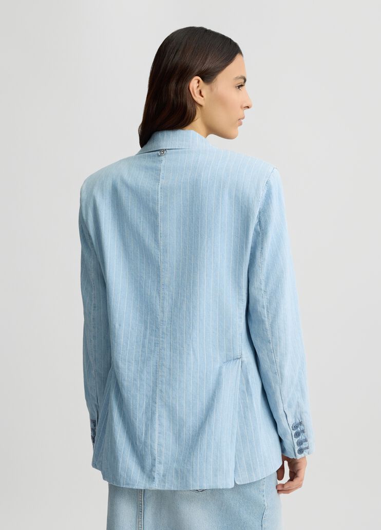 Pinstripe denim blazer light denim Liu Jo - large image number 1 Pinstripe denim blazer light denim Liu Jo - large image number 1