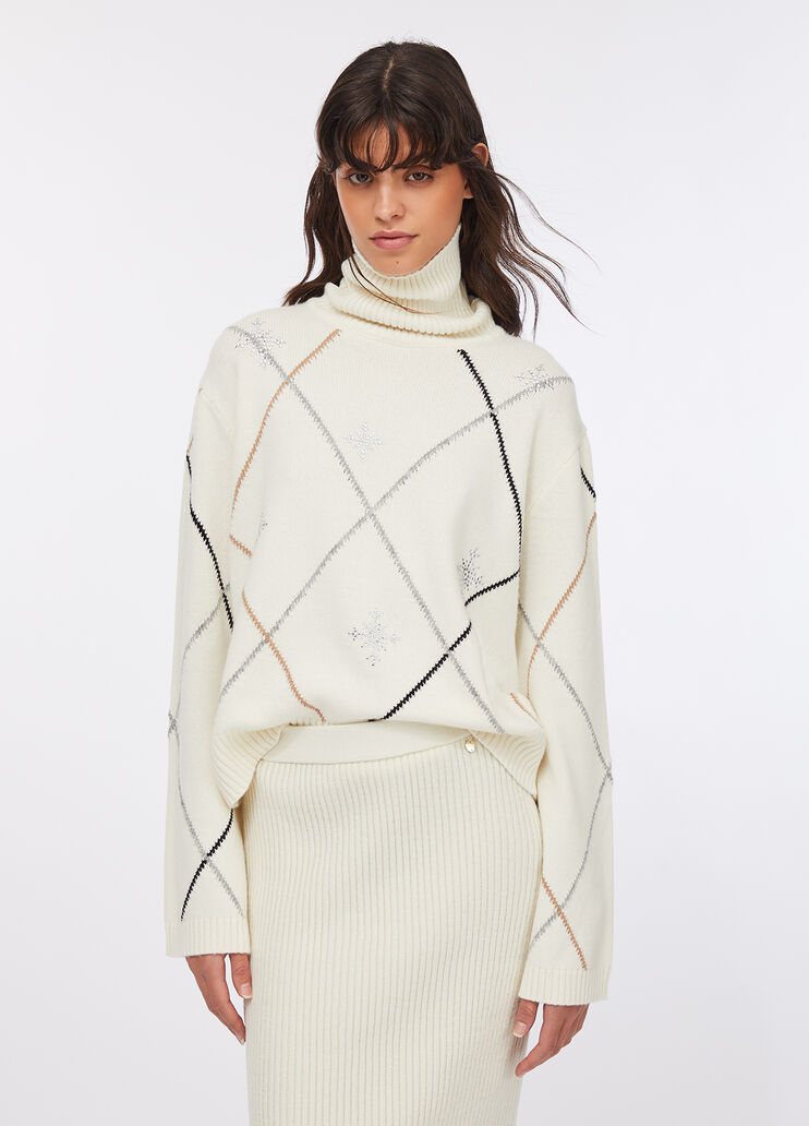 Dolcevita jacquard con strass bianco Liu Jo - medium