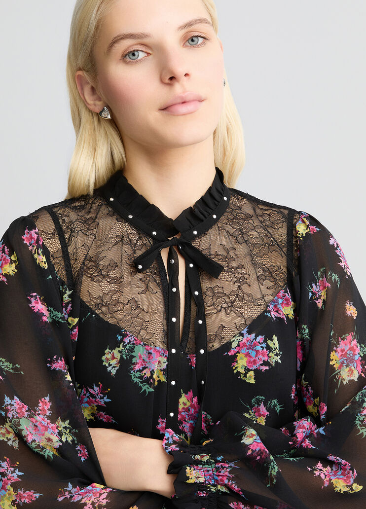 Floral georgette dress black floral print Liu Jo - large image number 3 Floral georgette dress black floral print Liu Jo - large image number 3