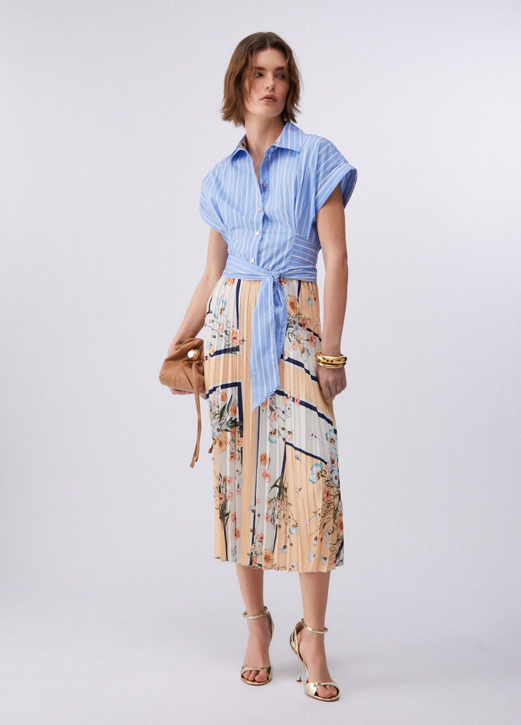 Abito midi plissettato arancione/azzurro Liu Jo - large image number 5