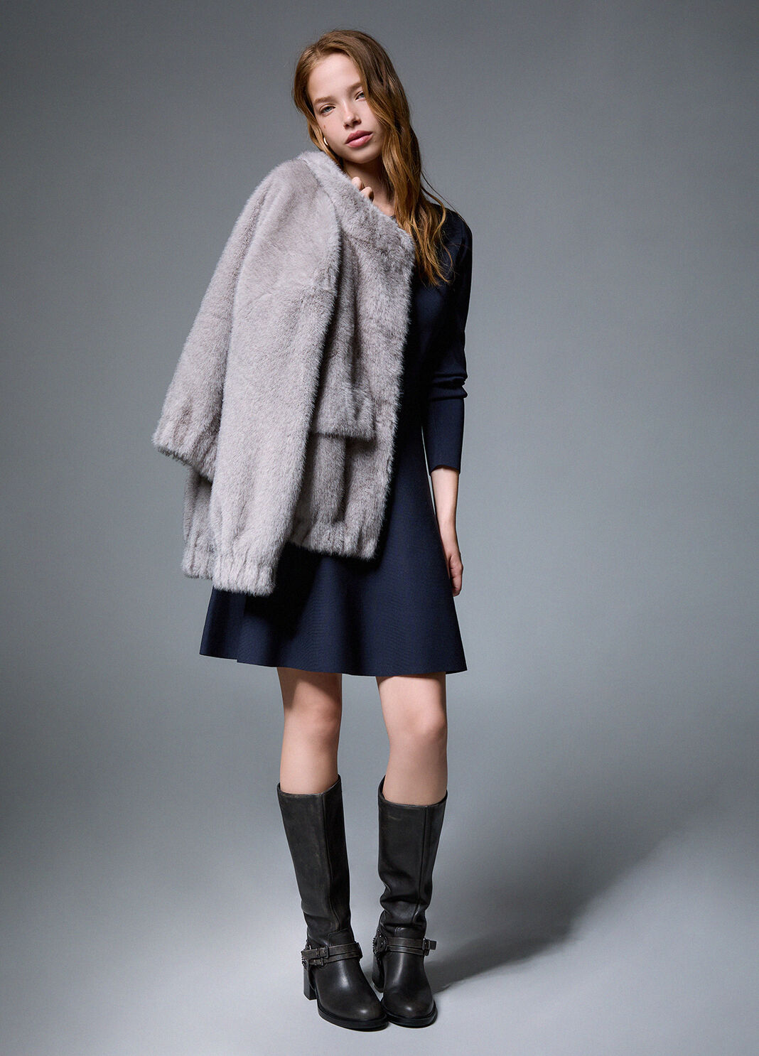 Abito fit & flare in maglia blu scuro Liu Jo - large image number 2