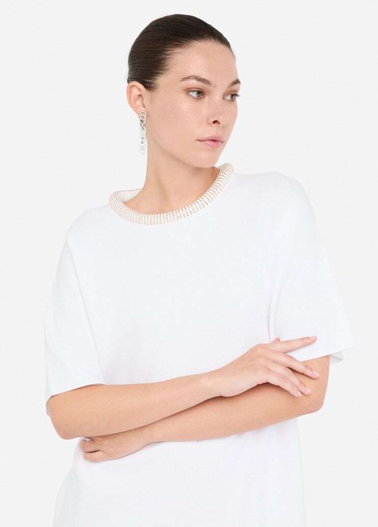 Abito corto in maglia bianco lana Liu Jo - large image number 2 Abito corto in maglia bianco lana Liu Jo - large image number 2