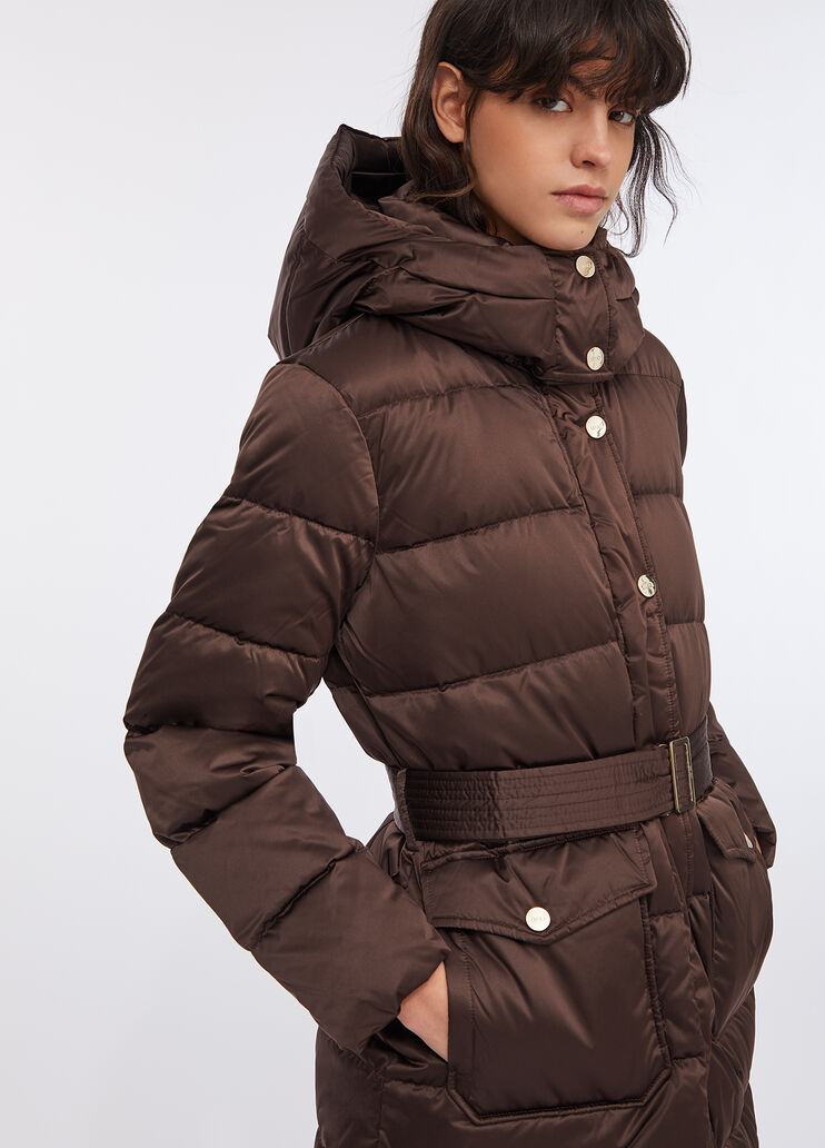 Long down jacket with hood chocolate Liu Jo - large image number 2