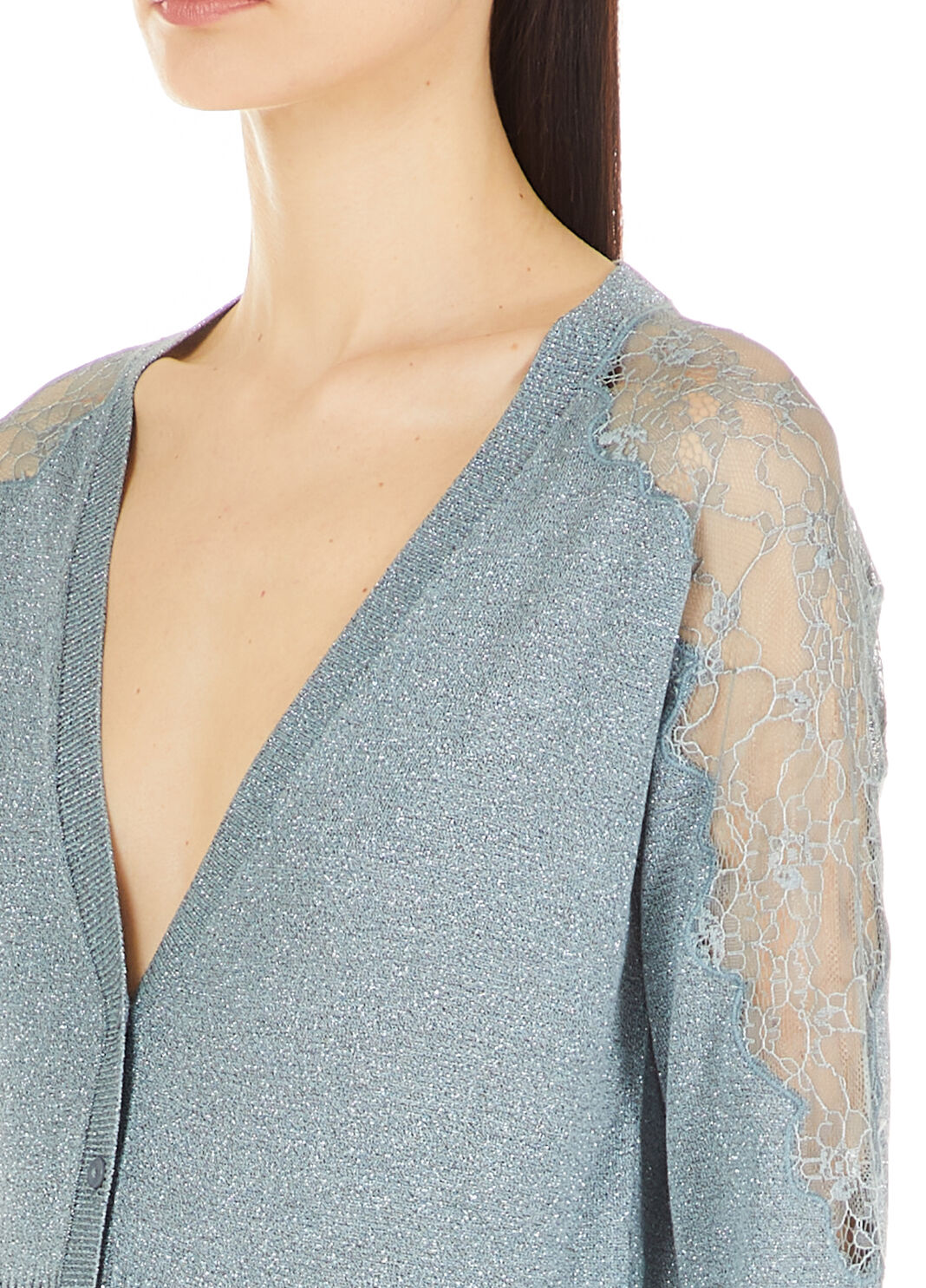 Cardigan aus Lurex&reg; mit Spitze Azurblau Liu Jo - large image number 2