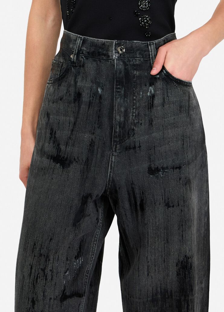 Flared jeans with coated detailing black denim Liu Jo - large image number 2