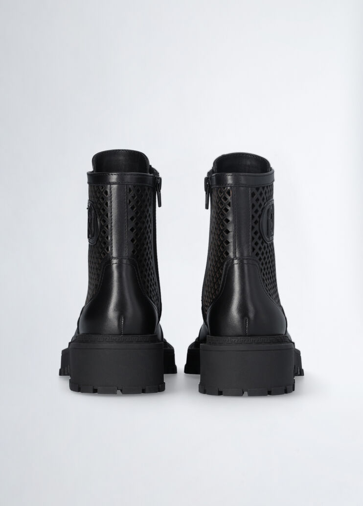 Perforated leather combat boots black Liu Jo - large image number 5 Perforated leather combat boots black Liu Jo - large image number 5