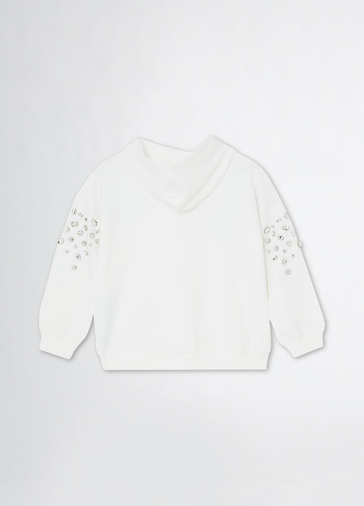 Sweatshirt with rhinestones white with gemstones Liu Jo - medium