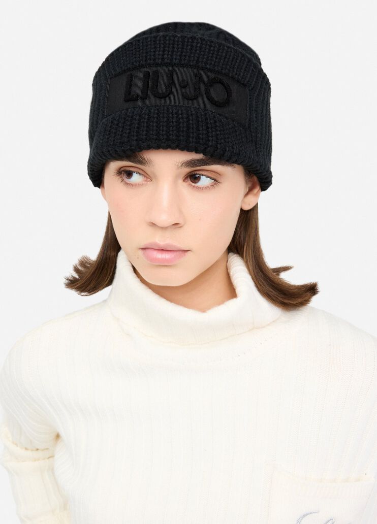 Beanie hat with logo black Liu Jo - medium Beanie hat with logo black Liu Jo - medium