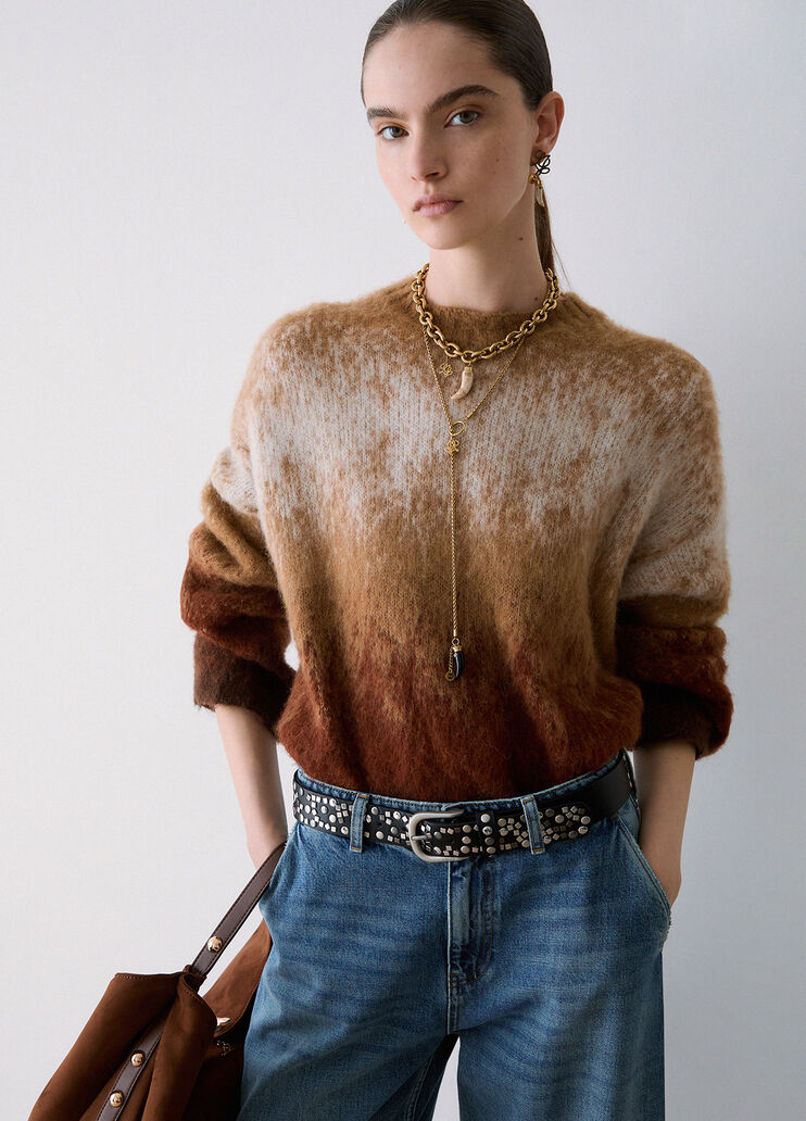 Strick Jacquard aus Wolle geb&uuml;rstet camel Liu Jo - medium