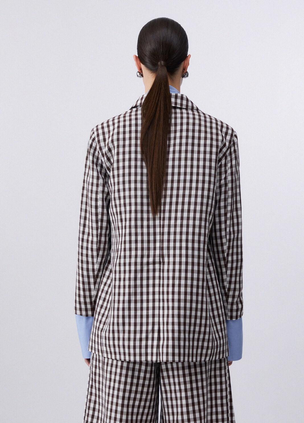 Blazer con sciarpa gioiello vichy marrone Liu Jo - large image number 1