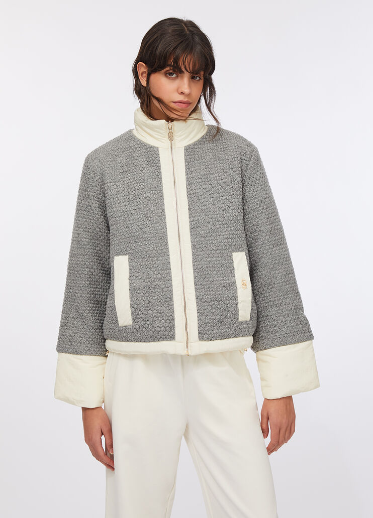 Jacke aus gestepptem Nylon und Mesh Grau mit Nadelstreifen Liu Jo - large image number 0