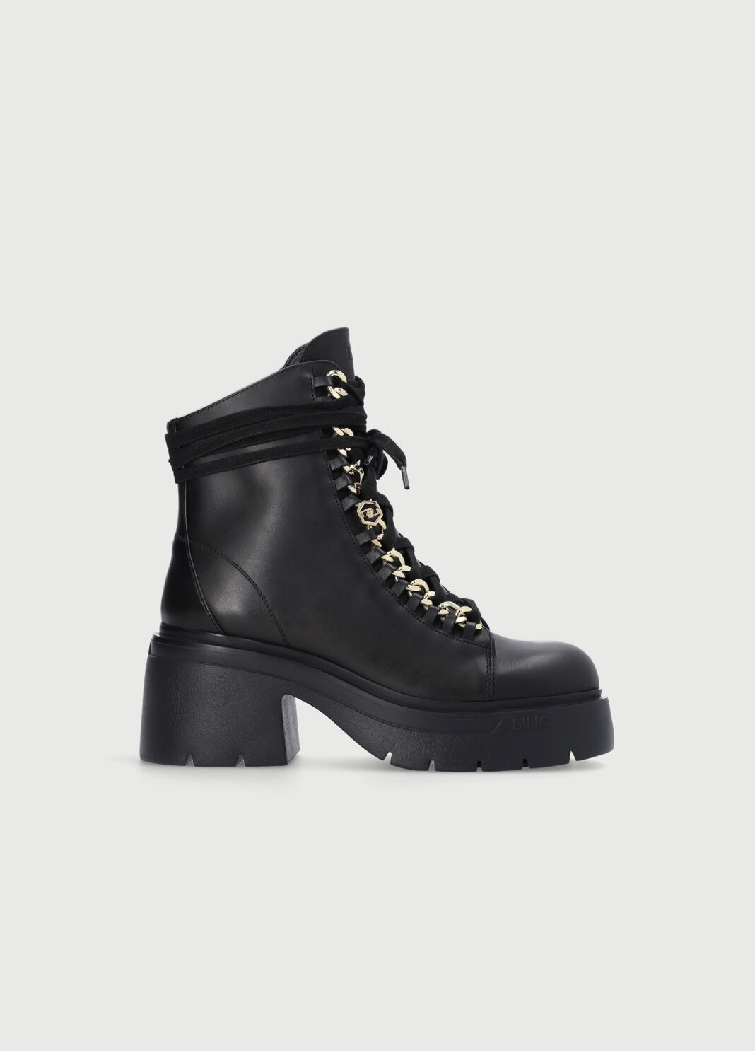Leather combat boots with jewelled chain black Liu Jo - large image number 1
