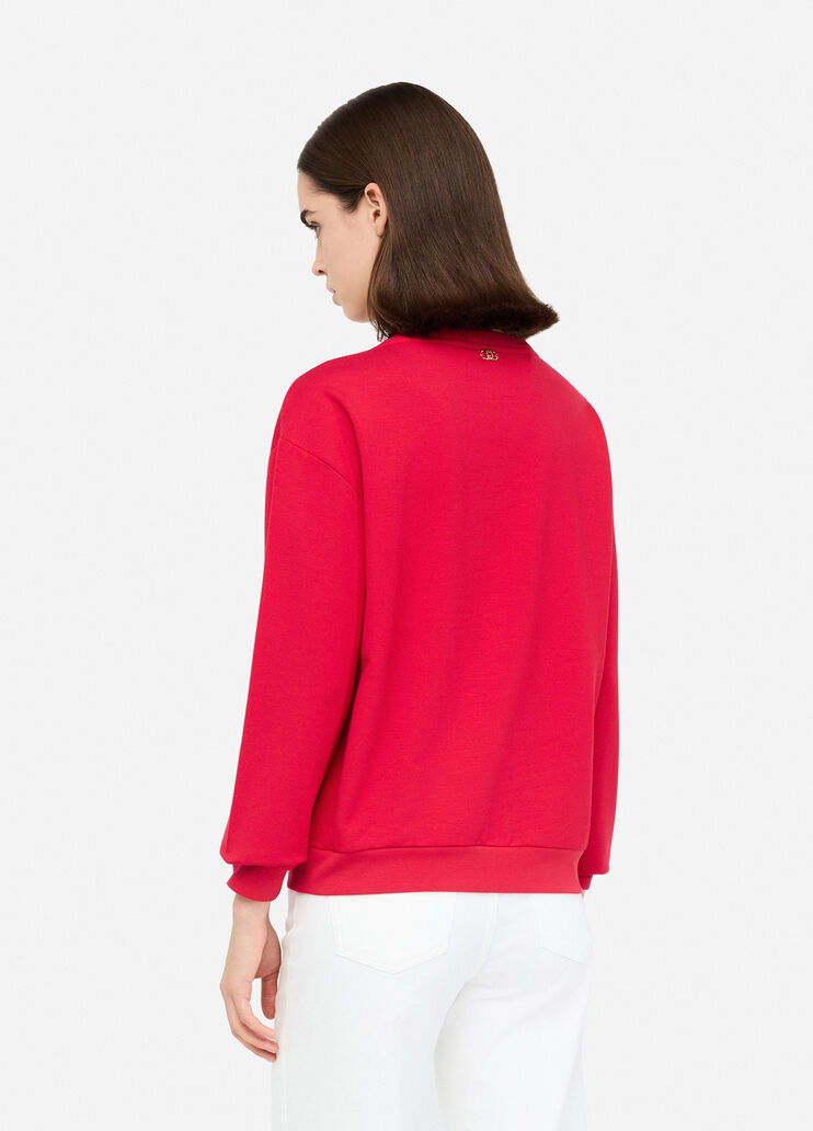 Sweatshirt with maxi beads red/monogram Liu Jo - large image number 1