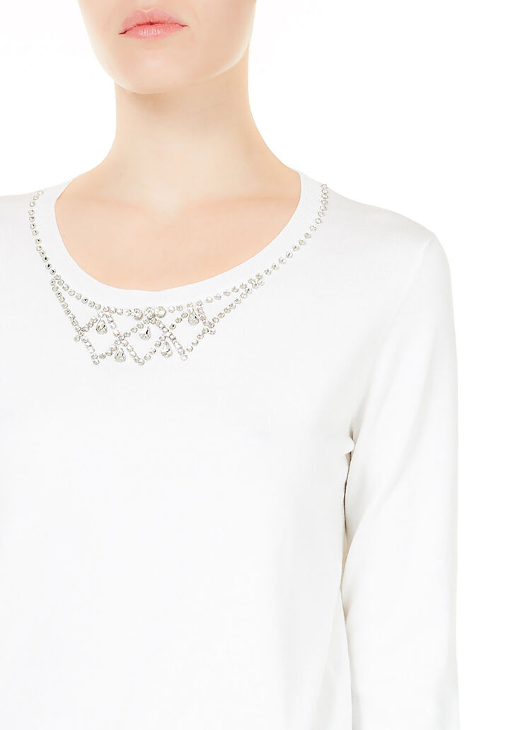 Pullover mit Schmuckstickerei Optisch weiß Liu Jo - large image number 2